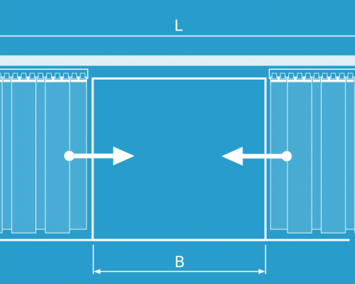 pvc-strip-curtains-single-row-sliding-type-open Sliding PVC Strip Curtains Hardware, Movable PVC Strip Curtains
